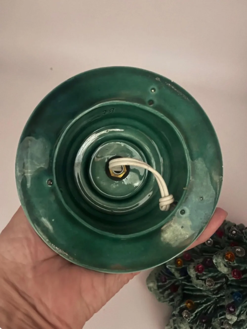 Vintage Lighted Ceramic 2 Piece Christmas Tree / 1970s  / Table Top Style / 10